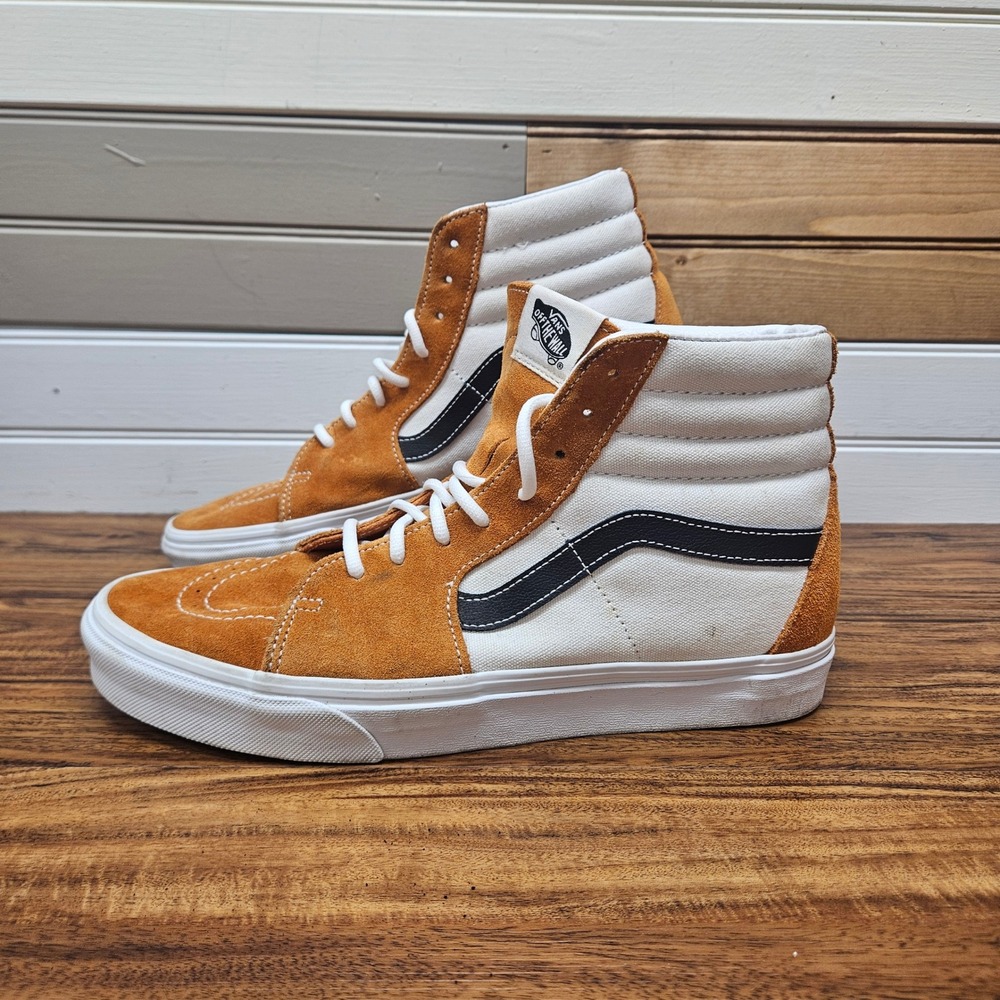 Vans Sk8-Hi Suede Canvas Ginger White Black Mens 10.5 Womens 12 High Top Shoe